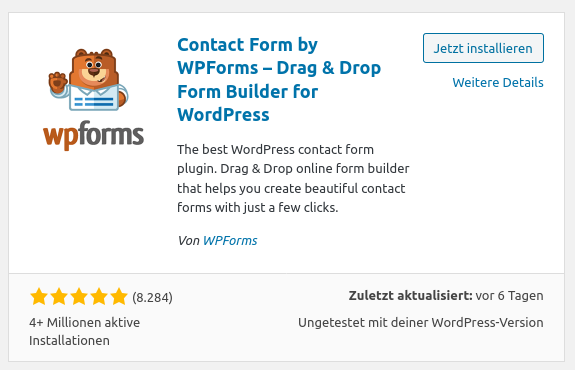 WP Forms - Kontaktformular (Schritt 1)