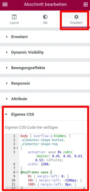 Elementor Trennlinie CSS